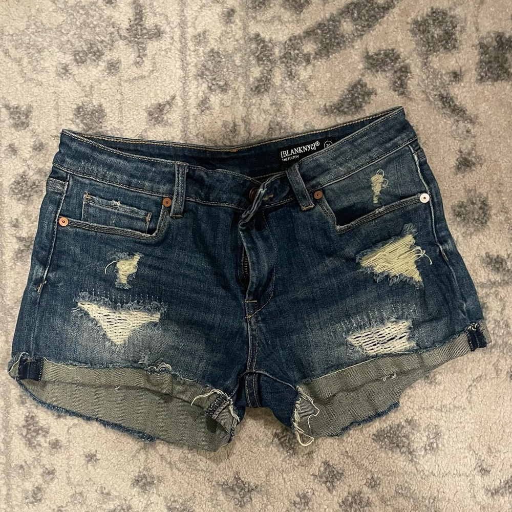 Blank NYC Blue Distressed Jean Shorts